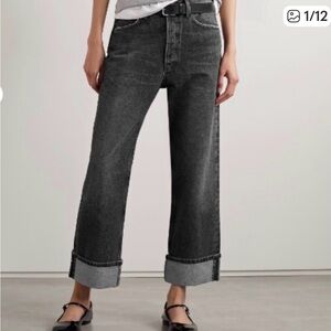AGOLDE Jeans Fran Straight Leg Cuffed Retro Faded Black Size 25